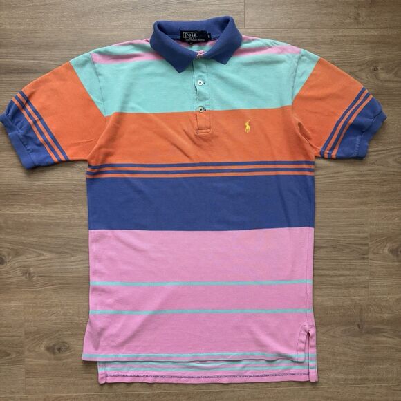 Vintage 90s Polo Ralph Lauren Striped Colorblock Shirt Mens S Made In USA - Picture 7 of 7